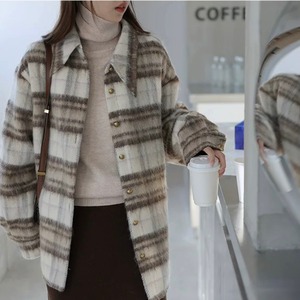 シャギーチェックシャツブルゾン A1031