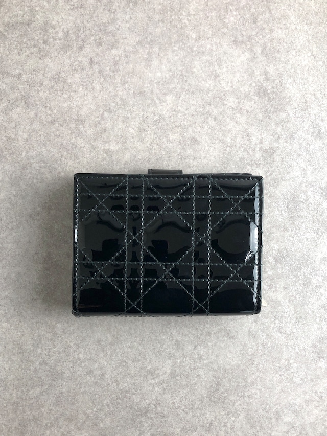 Christian Dior クリスチャン ディオール 財布 ブラック カナージュ レザー 二つ折り財布 vintage ヴィンテージ オールド m435au