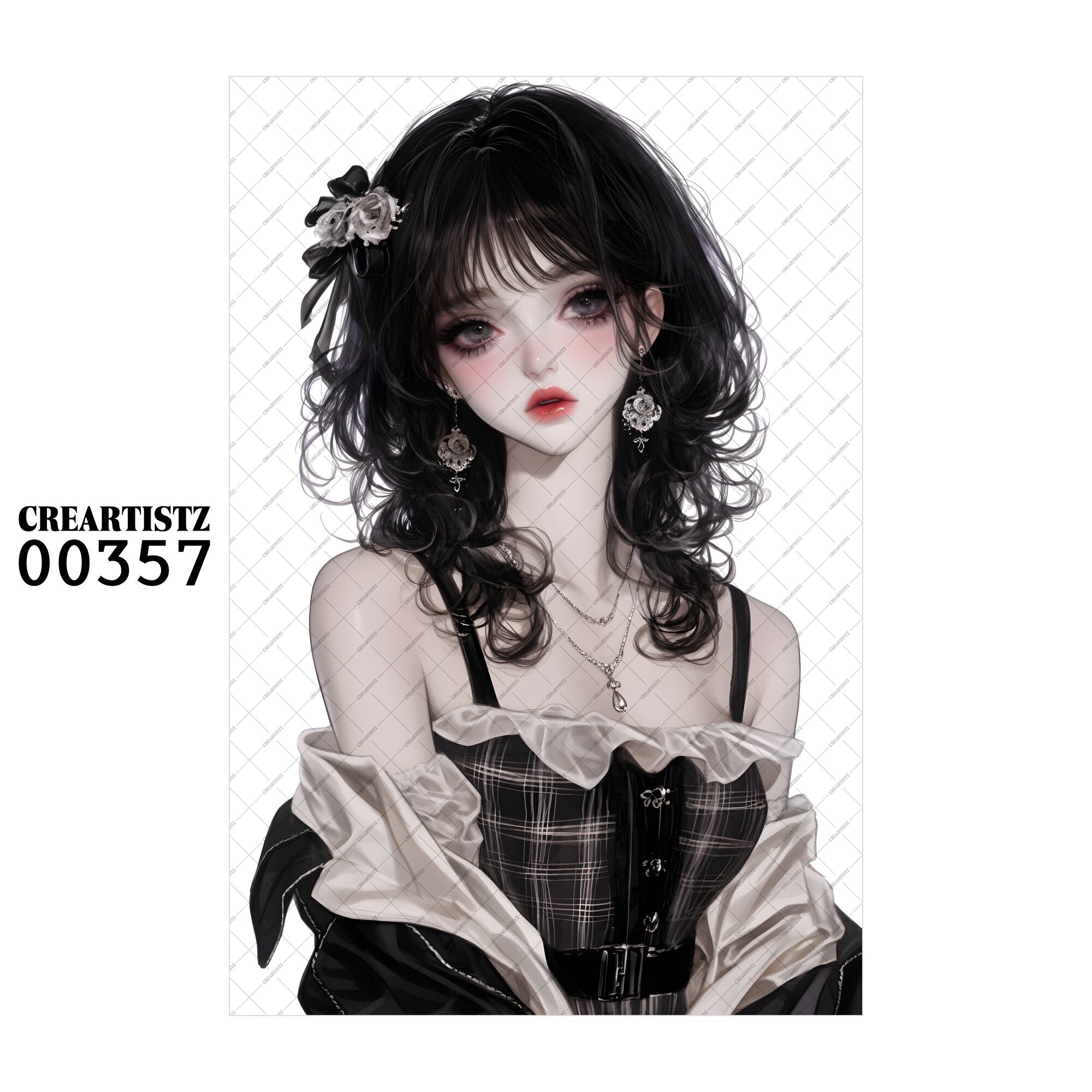 00357 ガール キュート オリジナル ペーパー/ステッカー 4枚セット CREARTISTZ