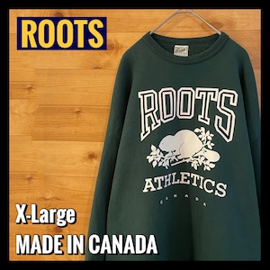 【ROOTS】カナダ製 ブランドロゴ オーバサイズ ゆるだぼ スウェット トレーナー XL USA古着