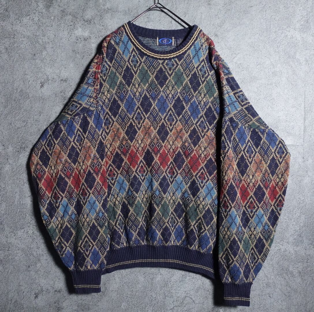Multicolor argyle pattern knit
