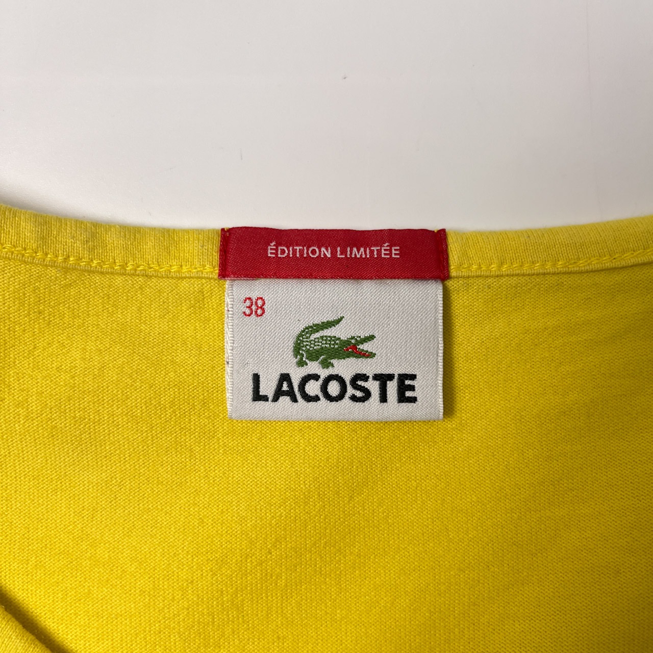 LACOSTE ラコステ EDITION LIMITEE ビッグワニ ヘンリーネック 半袖Tシャツ 38/イエロー