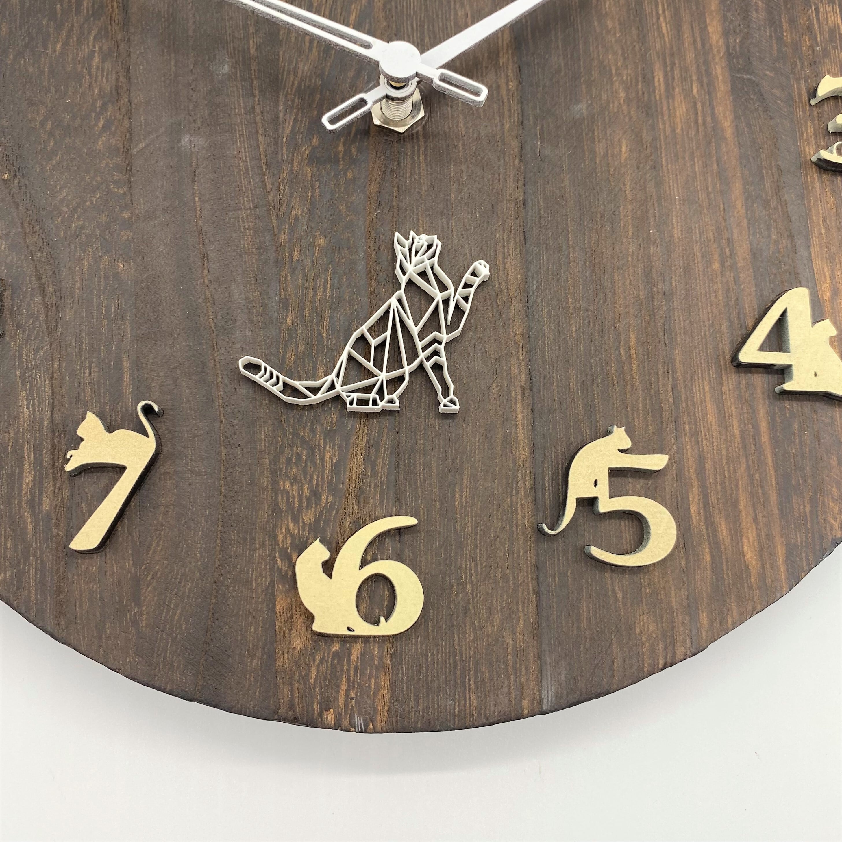 隠れ猫12匹掛け時計☆焼桐材☆木製掛け時計☆新築祝い☆開店祝い