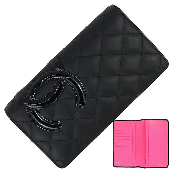 Unused CHANEL シャネル 長財布 カンボンライン カーフレザー エナメル 