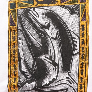 極美品 L 90s 米国製 patagonia 鮭 サーモン Tシャツ パタゴニア 白