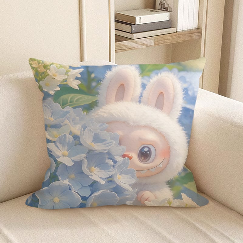 【花の子ラブブ 春新作】Labubu 枕カバー+中綿セット 抱き枕 クッション 背当て リビング ソファ 可愛い 4サイズ展開 高コスパ コスパ良し ギフト プレゼント