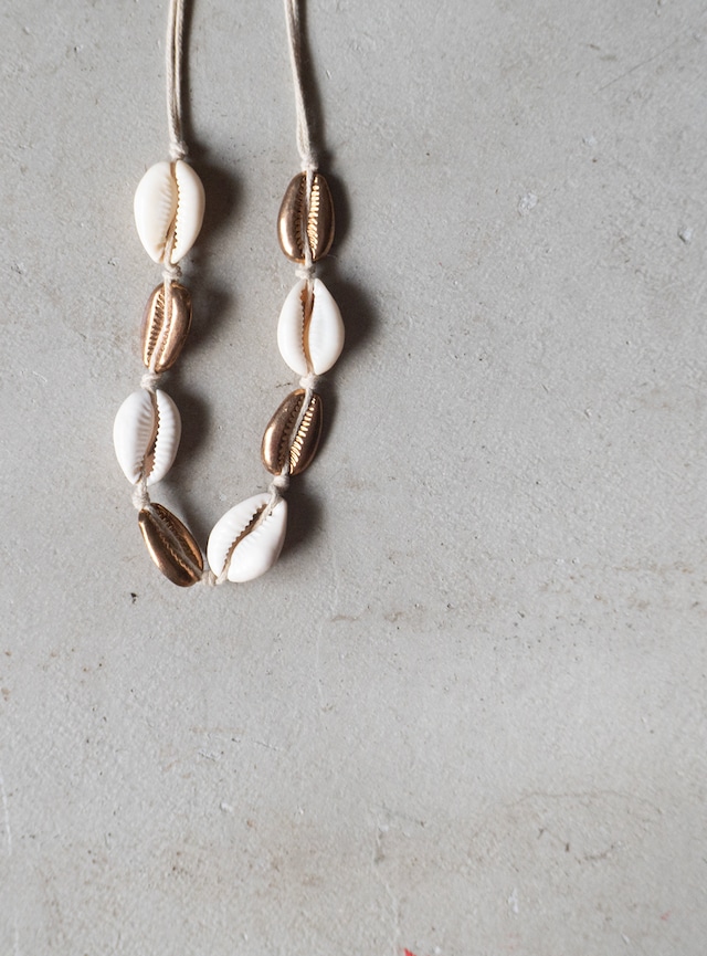 unknown used Cowrie and brass necklace