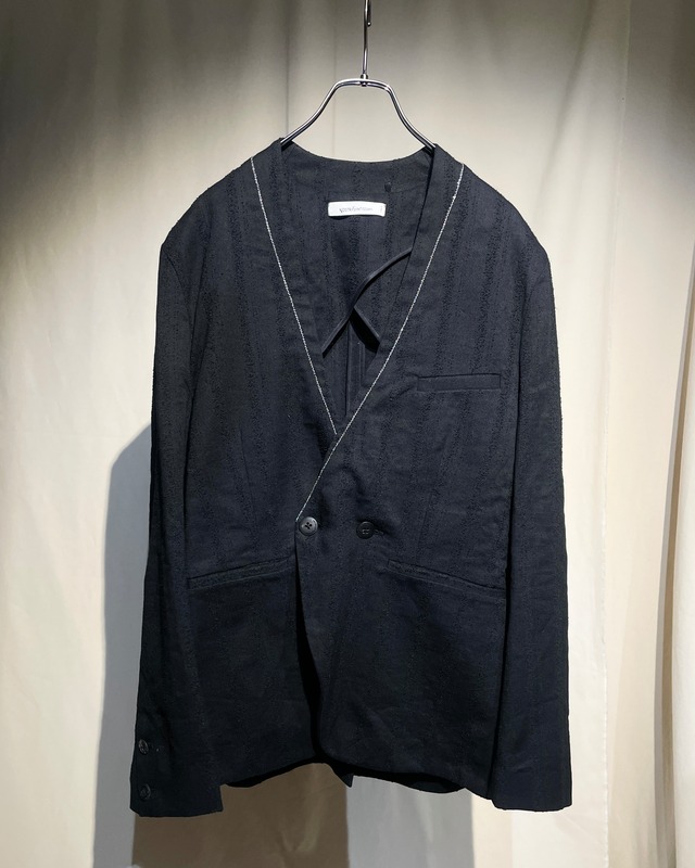 Nostra Santissima - Nep Striped Chain Trim Collarless Jacket