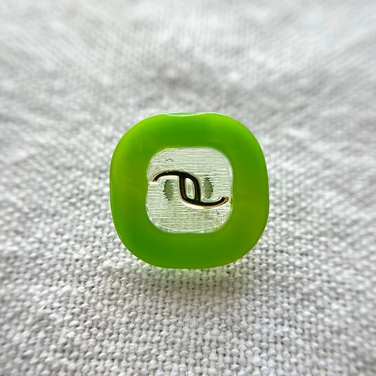 ●『2個セット』スクエア クリア×ライトグリーンフレーム 18㎜