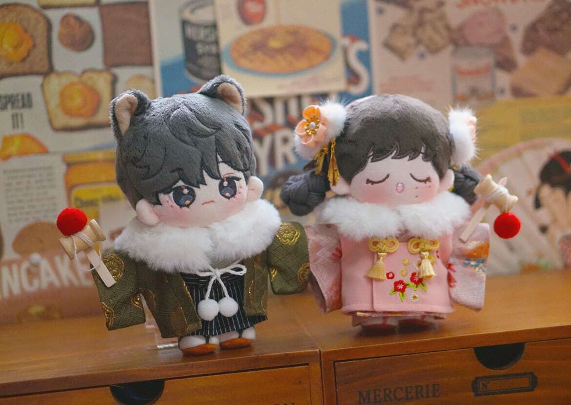 15cm20cmぬいぐるみ用 着せ替え服 ぬい服 コスチューム 着物 振袖 7点