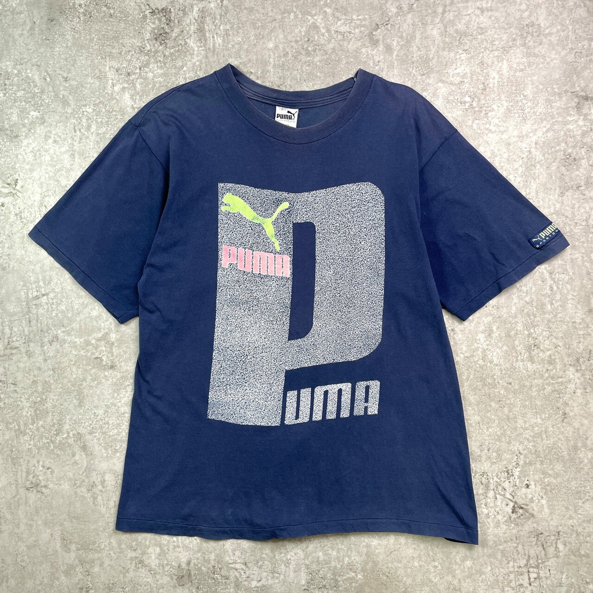 90年代 UK製 PUMA プーマ プリントTシャツ ロゴプリント メンズS 古着 