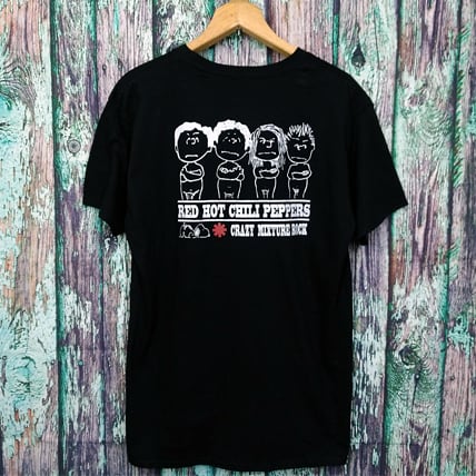 レッチリ＆スヌーピー バックプリント 半袖黒色 Tシャツ 選べる6サイズ