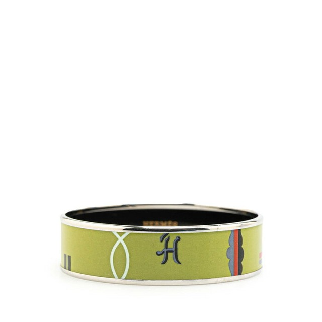 エルメス エマイユ バングル シルバー グリーン マルチカラー メタル レディース HERMES 【中古】