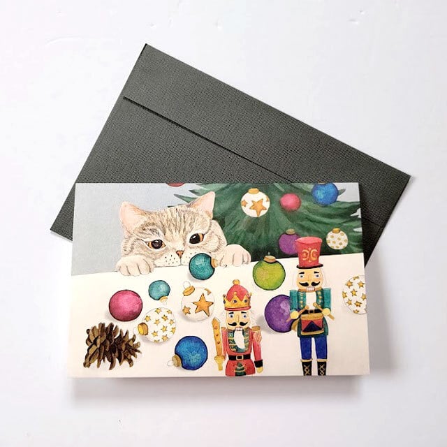 台湾雑貨　猫式×台灣　猫とくるみ割り人形　クリスマスカード　グリーティングカード　猫雑貨の通販サイト