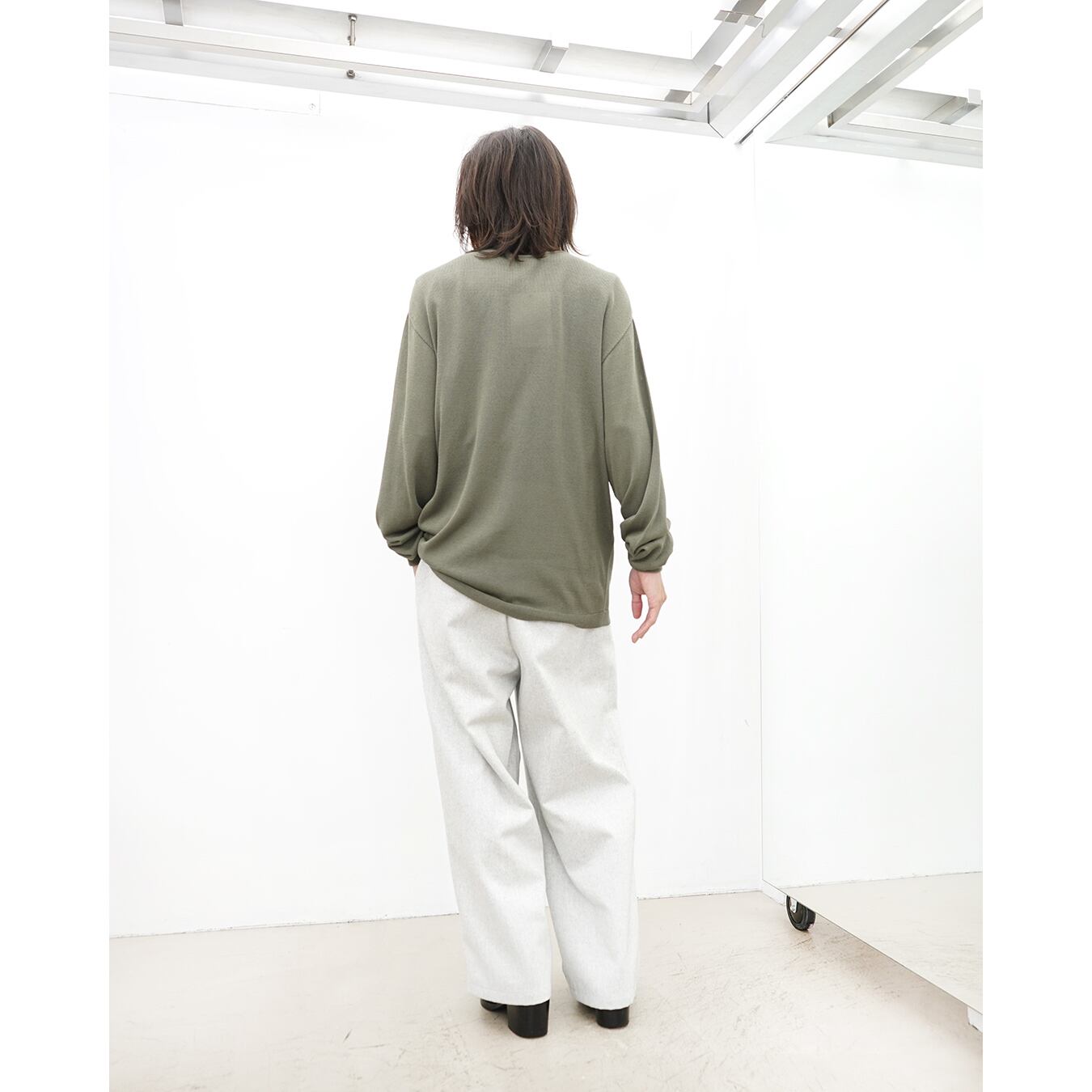 Blanc YM] (ブランワイエム) BL-23S-WKLS Wide Knit L/S Shirt (Khaki
