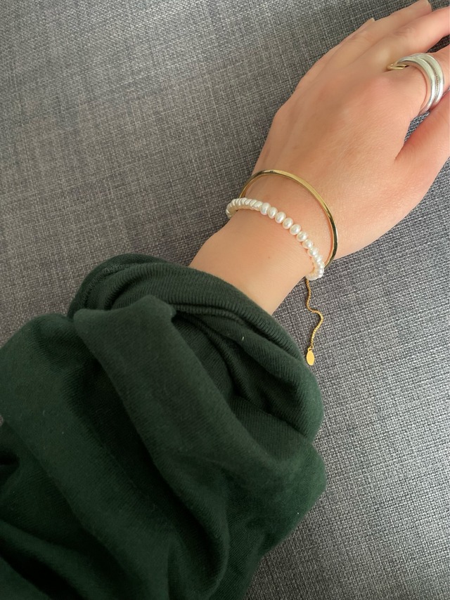 淡水パール　アジャスター(スライダー式)ブレスレットgold