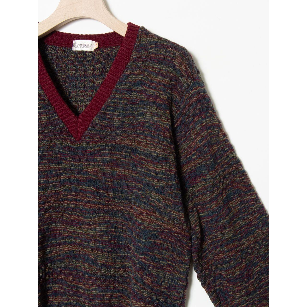【Browns】Made in England v-neck mix knitting sweater(イギリス製 Vネックミックスニット セーター)10d