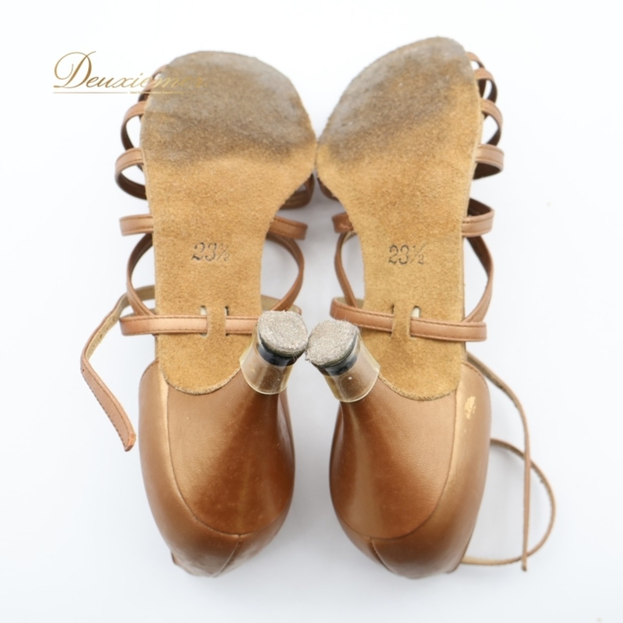 社交ダンス 衣装 ラテン シューズ ブラウン系 チャコット Chacott 23 1/2 茶 靴 くつ ヒール ストラップ 明るい 上品 かわいい ダンス衣装 光沢 ステージ イベント パーティー シンプル 練習 レッスン