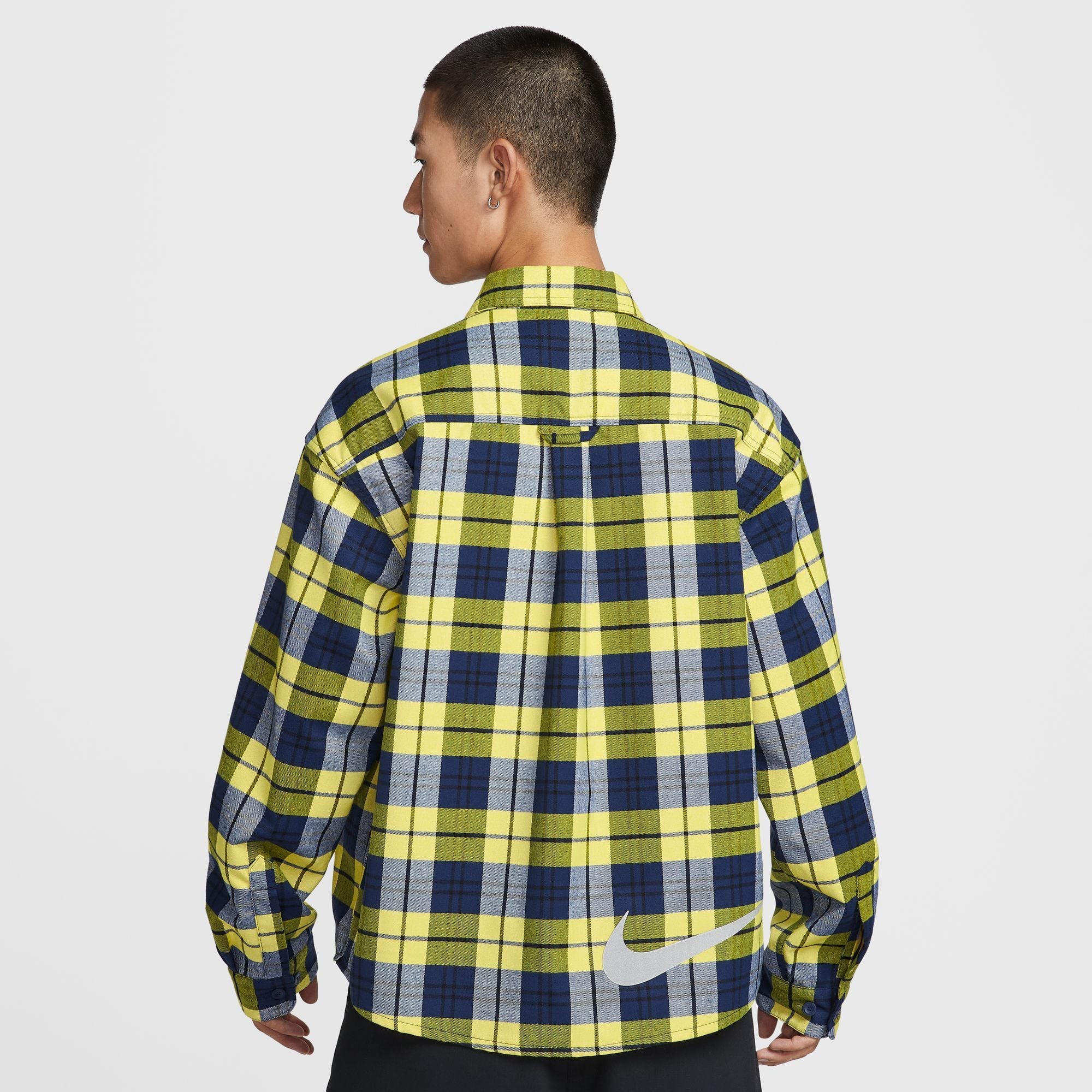 NIKE SB FLANNEL BTN UP KOSTON L/S TOP MNNAVY/SPDYLW | HIGHFIVE