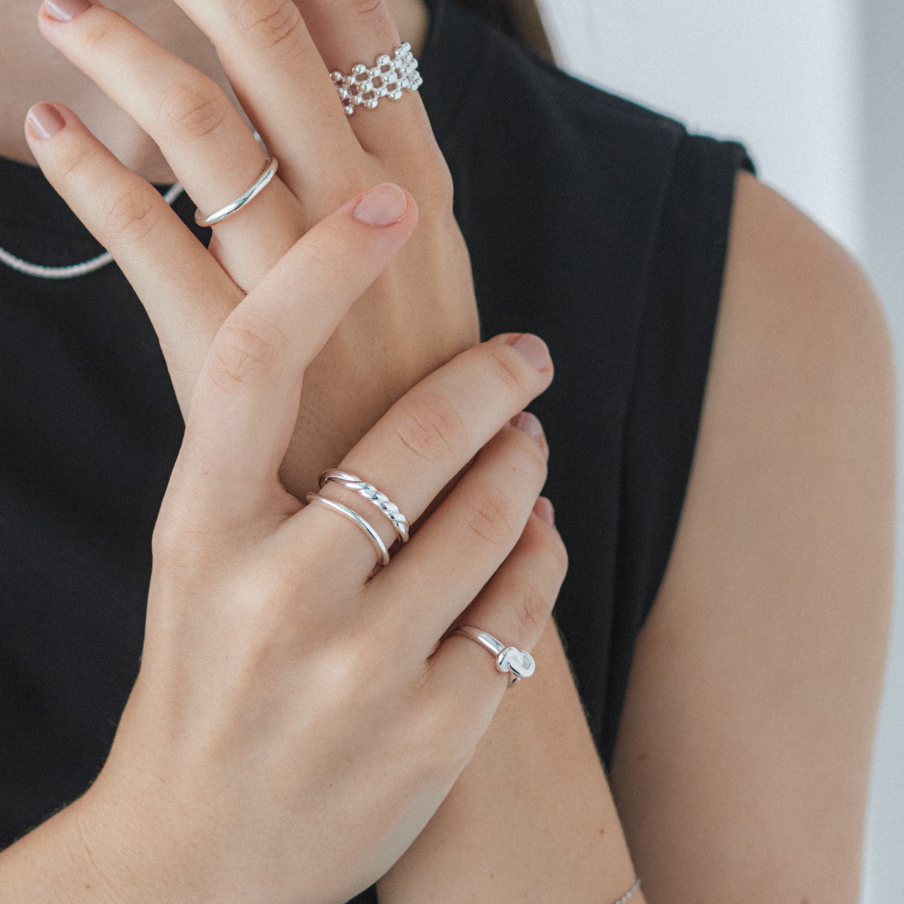 silver925 twist double ring R233