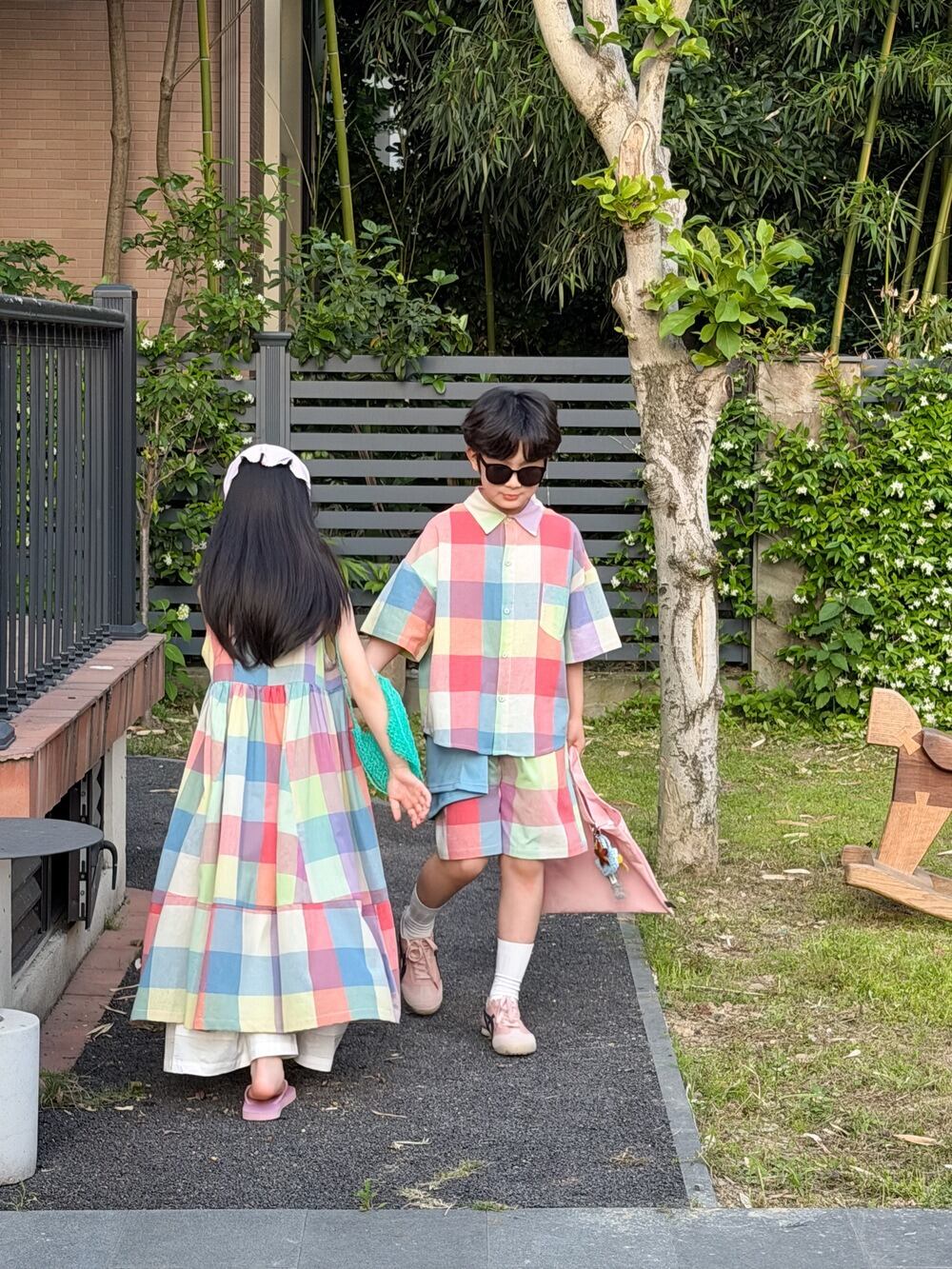 カラフルチェックのセットアップとワンピース（カラフル）KMAI｜リンク