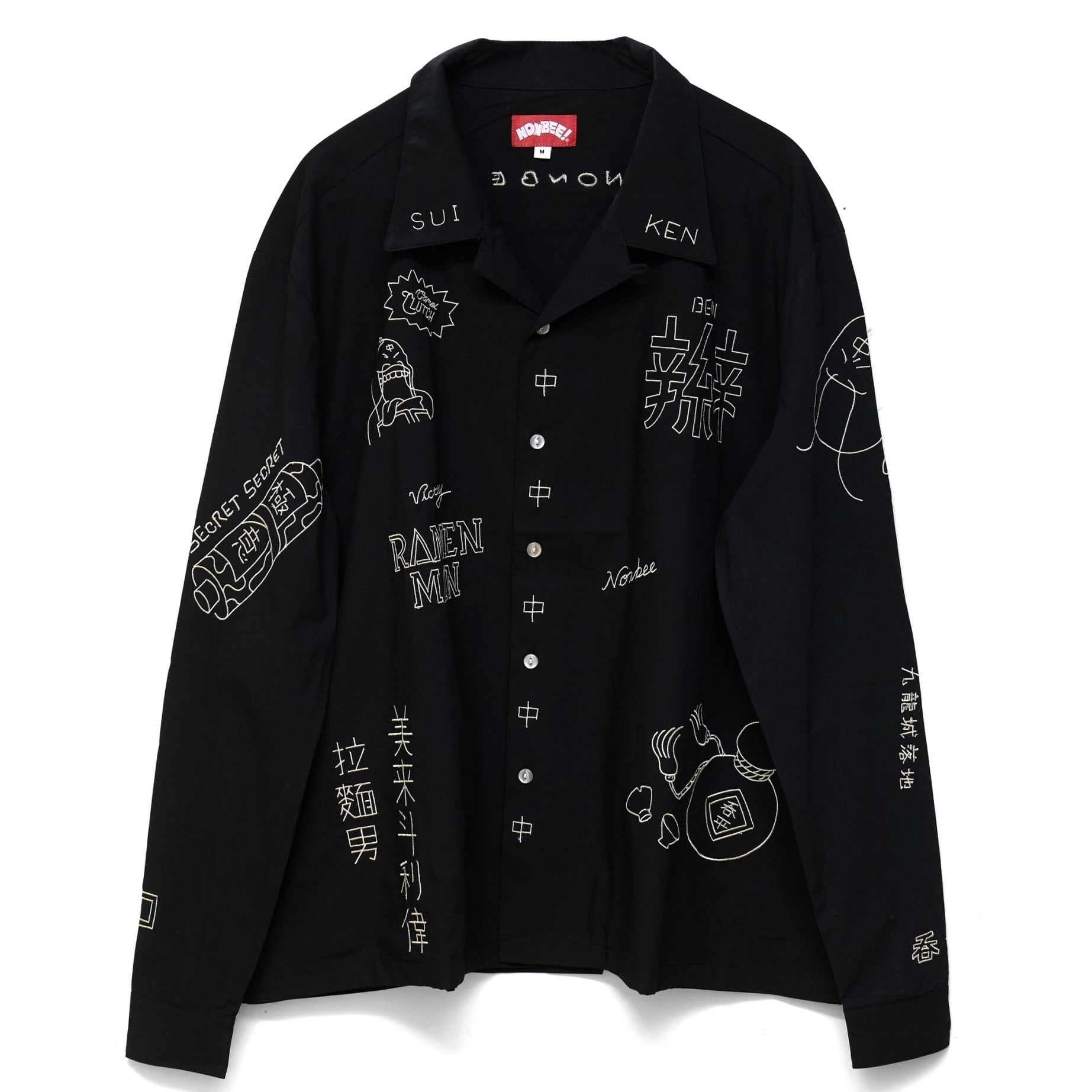 ラーメンマン×NONBEE! COLLAB EMBROIDERED SHIRTS black | NONBEE WEB SHOP