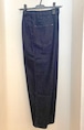 Linen Blended Denim Wide 2 Tuck Ankle Pants　Navy Indigo