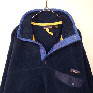 90s　アメリカ製　パタゴニア　シンチラ　スナップT　フリース　廃盤　刺繍　ネイビー　S