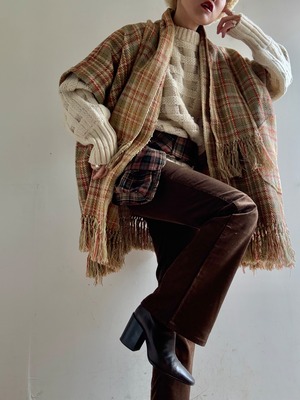 Monohunter Plaid Fringe Robe Coat