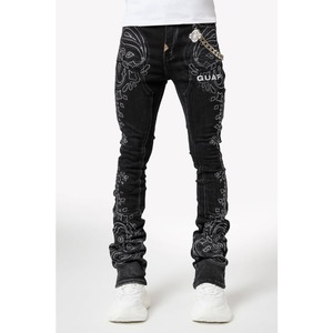GUAPI / vintage black paisley denim