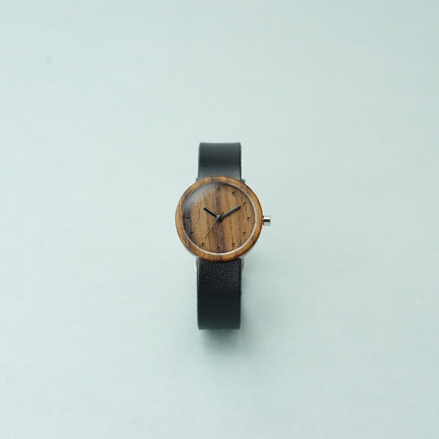 Walnut wood - Organic leather Black - S