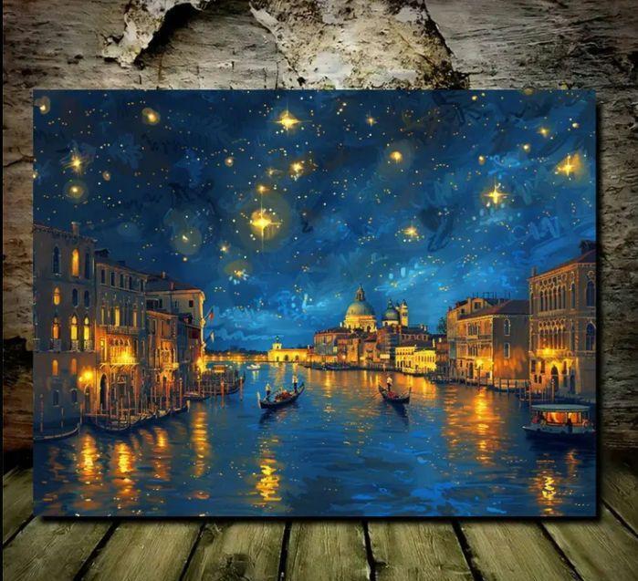 【モダンアート】作者不明 抽象画 意象画 メルヘン 夜の街と猫 金縁額装 ピカソ抽象画 猫絵画 キャンバスアートフレーム無し 30×40cm | Art