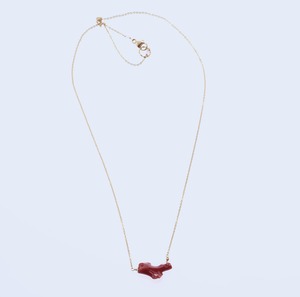 血赤枝珊瑚横型ネックレス　N1067　Blood-Red Branch Coral Horizontal Necklace
