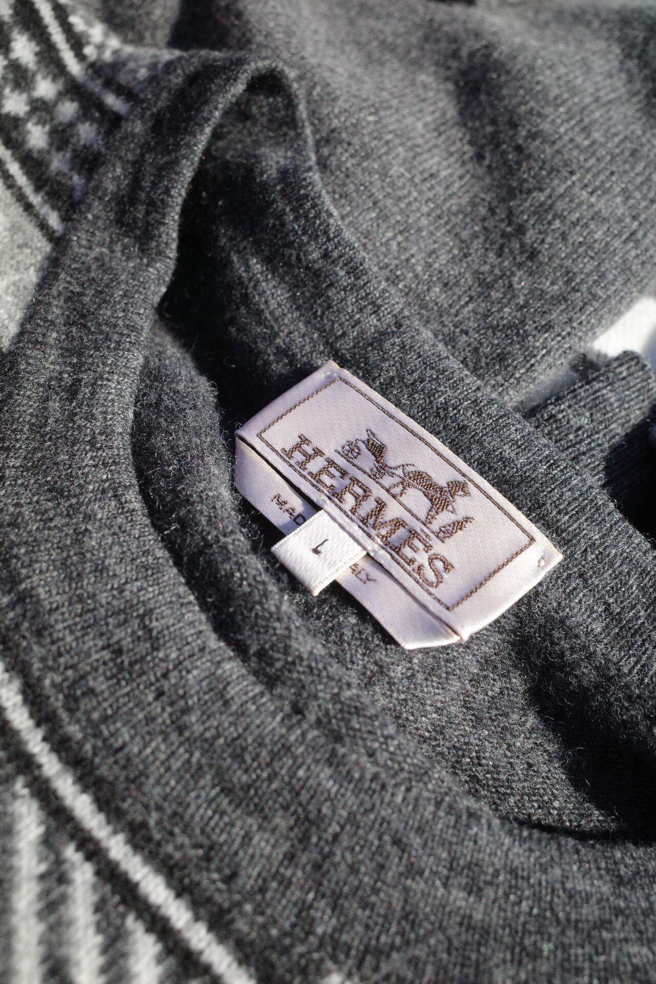 極美品】Hermes wool cashmere Knit sweater made in Italy size L 