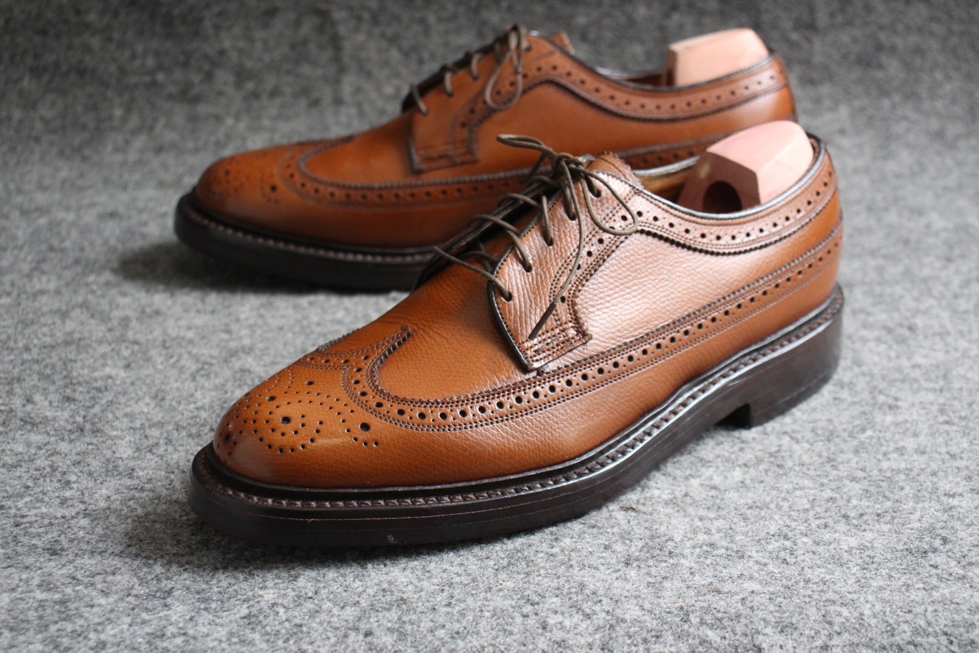 試着交換OK！70-80sフローシャイム　ケンムール　ウイングチップシューズ〈ブラウン/茶/BROWN〉size9.5 E　Vintage/メンズ//men's 菅NO.WメZB74 試着交換OK！70-80sフローシャイム ケンムール ウイングチップシューズ
