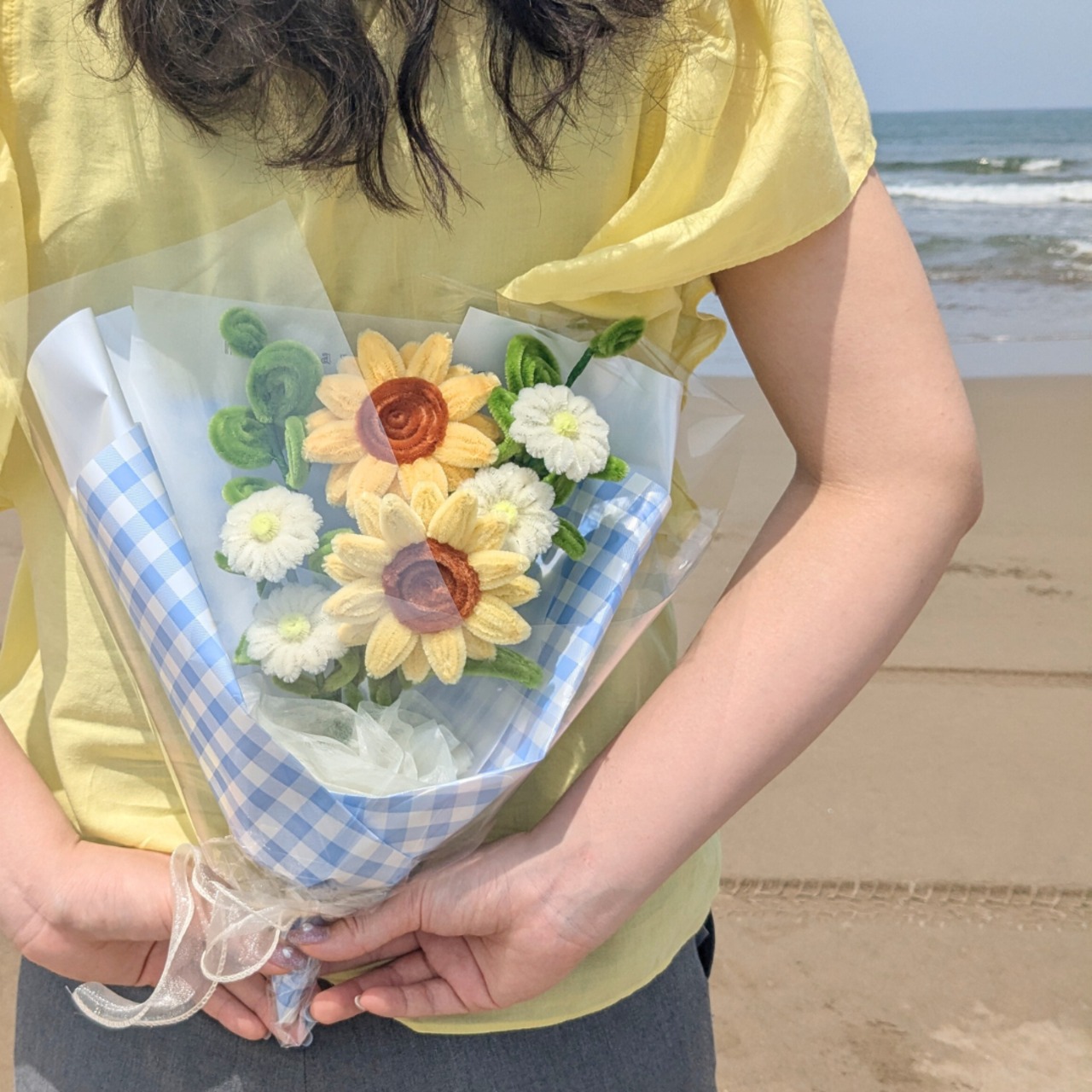 【夏季限定】himawari bouquet  -gingham- ／ ひまわりブーケ ギンガム | fuwafuwa flower - 3