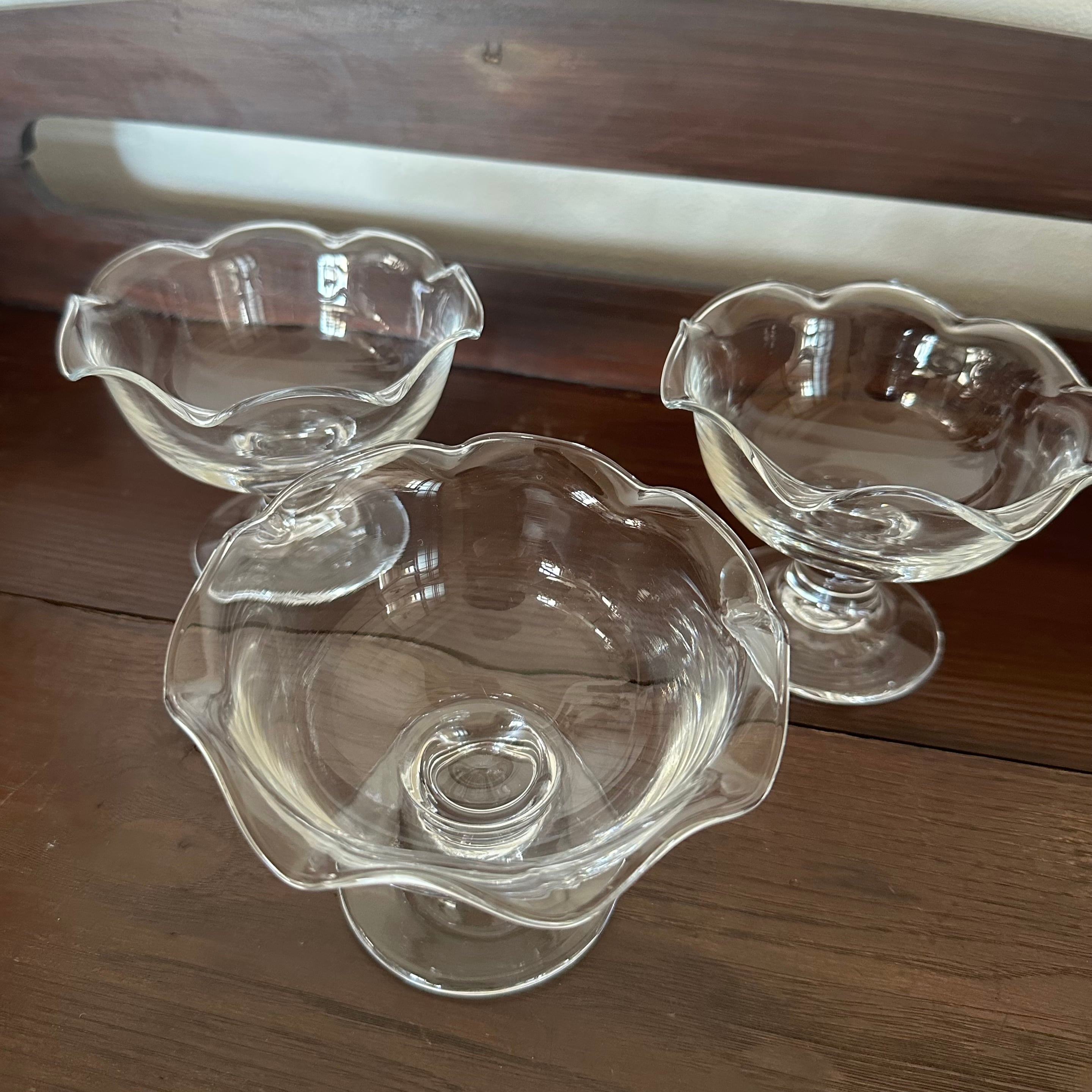 USED品 2個セット レトロ 佐々木硝子 スカラップデザートグラス