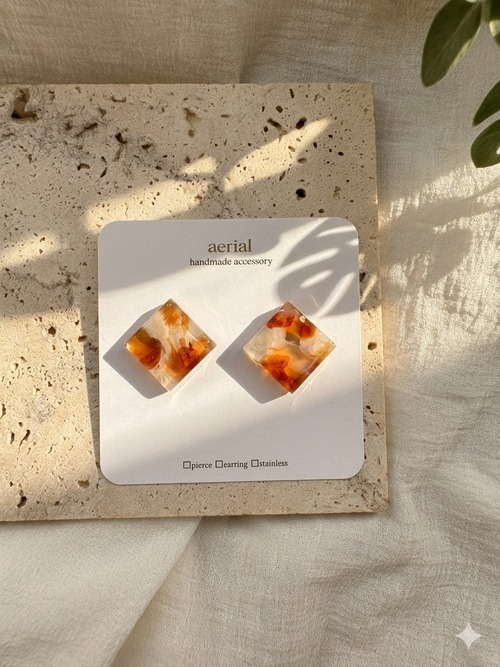 焙香｜ブラウンニュアンス ピアス / イヤリング