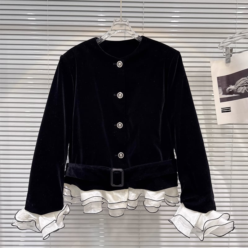 【outer】シフォンドッキングベルベットダウンコート Q7344