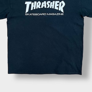 【THRASHER】プリント ロゴ ロンT ロングTシャツ 長袖Tシャツ L スラッシャー スケボー ボード ストリート 黒 US古着