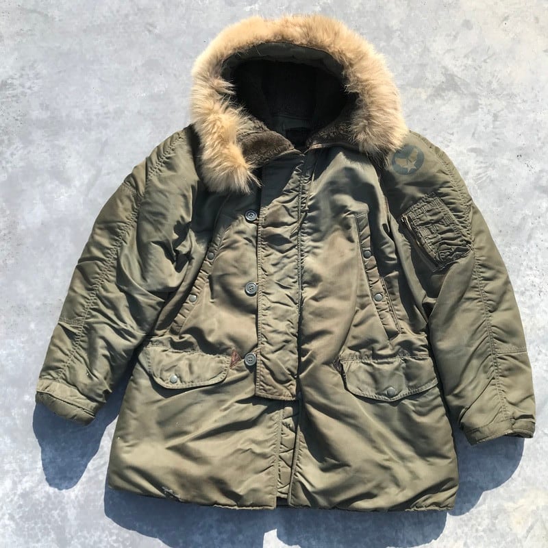 50's U.S.AIRFORCE N-3B フライトジャケット 初期型 SKYLINE CLOTHING社 黒タグ MEDIUM セージ コヨーテファー ミリタリー 希少 ヴィンテージ