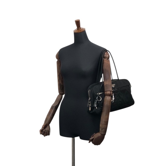 PRADA プラダ ハンドバッグ ブラック トライアングルロゴ カデナ ナイロン ミニボストン vintage ヴィンテージ オールド a5w87e