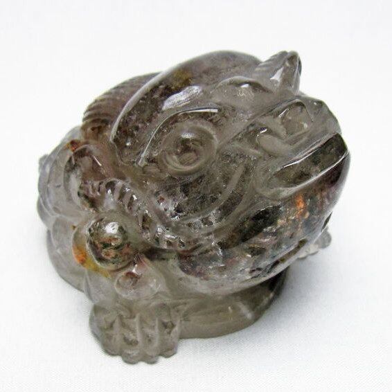 水晶 手彫り-卓上置物-キンセン-金蟾 ガーデンクォーツ 一点物 154-128