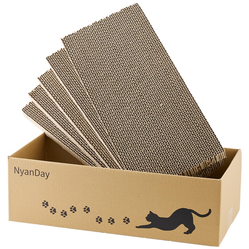 【特価処分】NyanDay 猫 爪とぎ 段ボール 5枚入り 両面使える 猫ベッド 日本製 44.5×21×14cm (1個)
