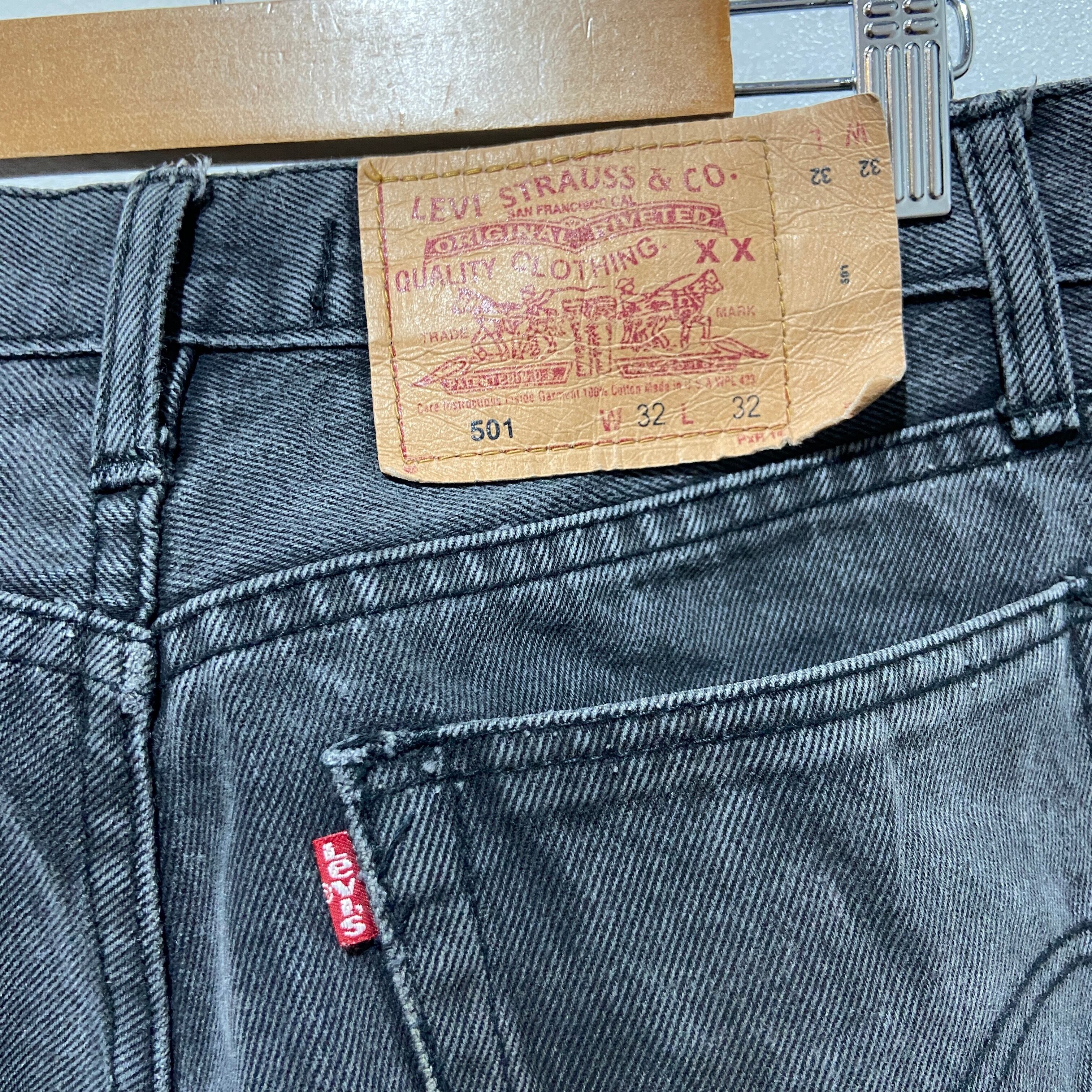 送料無料』90s Levi's 先染め 501 ブラックデニムパンツ USA製 W32