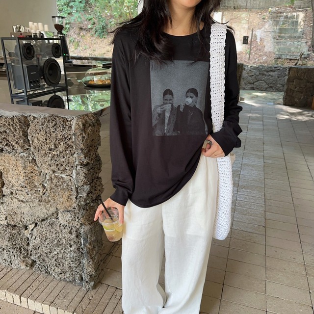 print round neck long t-shirt J00018