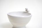 小鳥のとまった小さなカフェオレボウル：直径9.8cm×高さ7.5cm