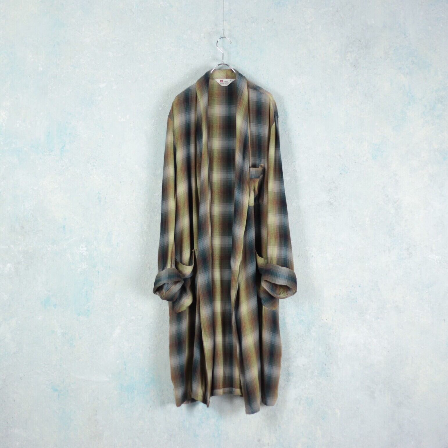 1960's~ VINTAGE レーヨン オンブレチェックガウン 【OT-1842】 | cv