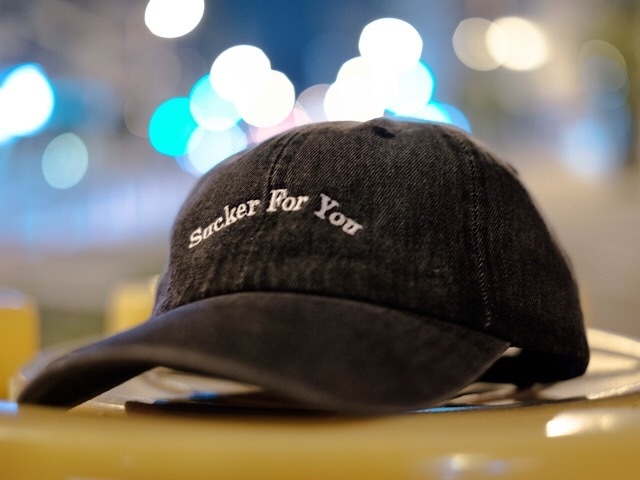 18s/s "SUCKER FOR YOU" black denim cap