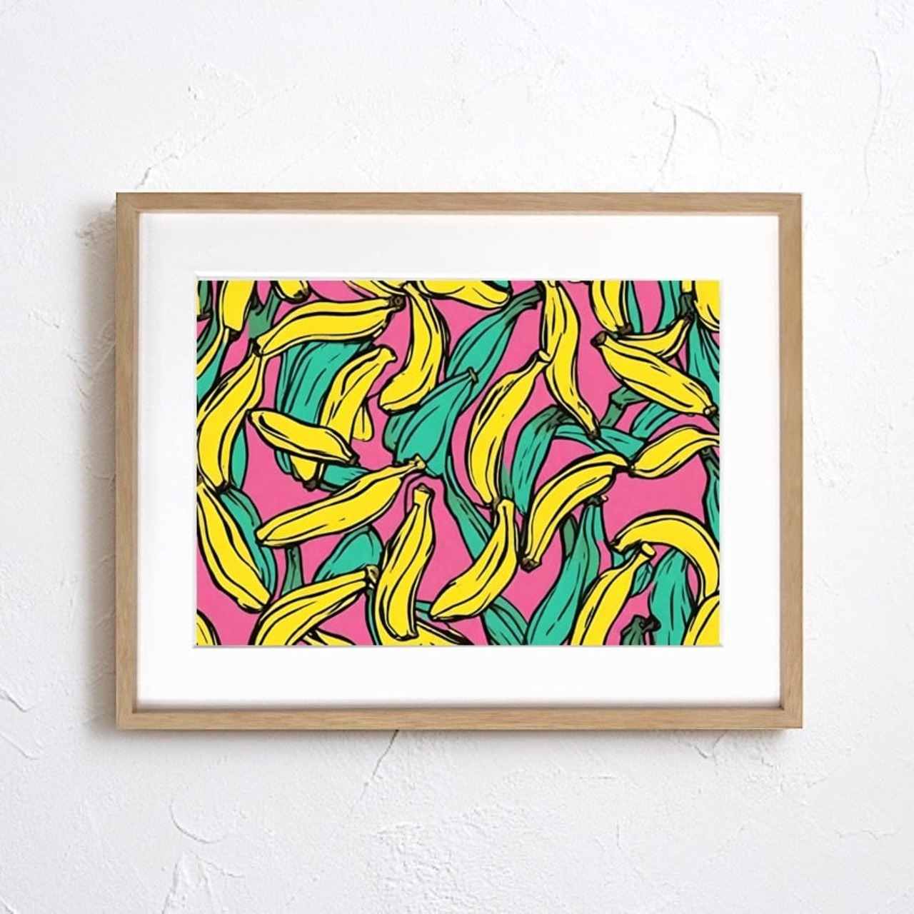 BANANA｜抽象バナナのカラフルアートポスター｜遊び心とモダンを両立した一枚｜額縁付き完成品｜国内生産｜A4ポスター